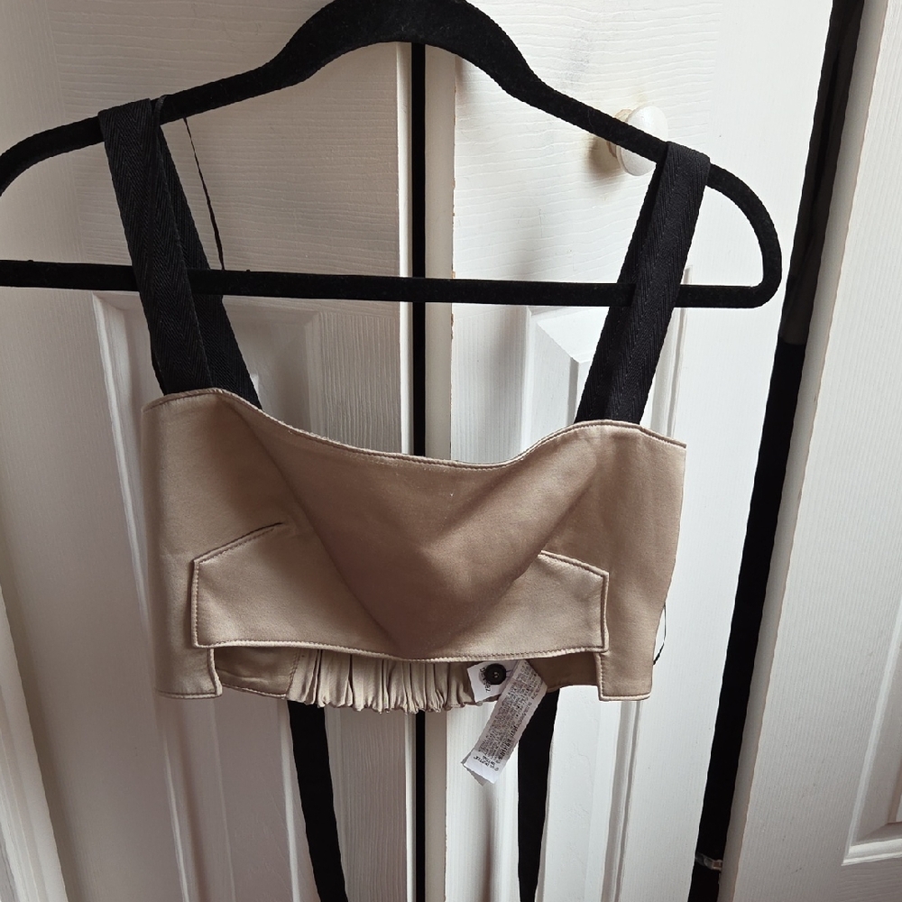 Zara Beige and Black Halter Top